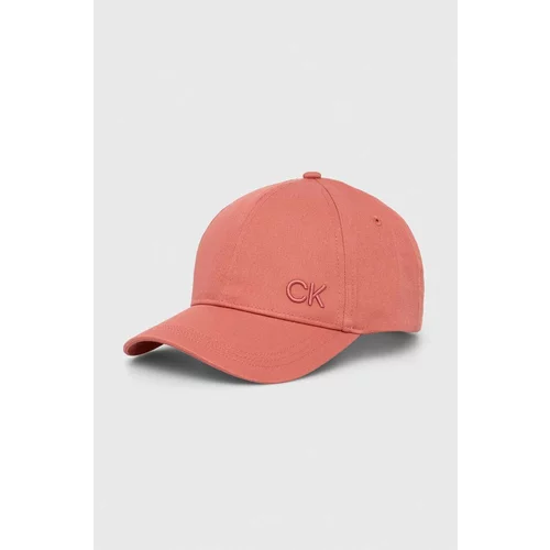 Calvin Klein Bombažna bejzbolska kapa rdeča barva