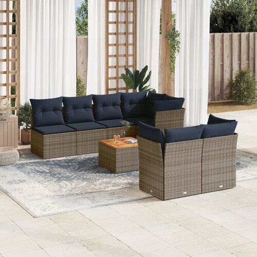 vidaXL 8-dijelni set vrtnih sofa od poliratana s jastucima sivi Cijene