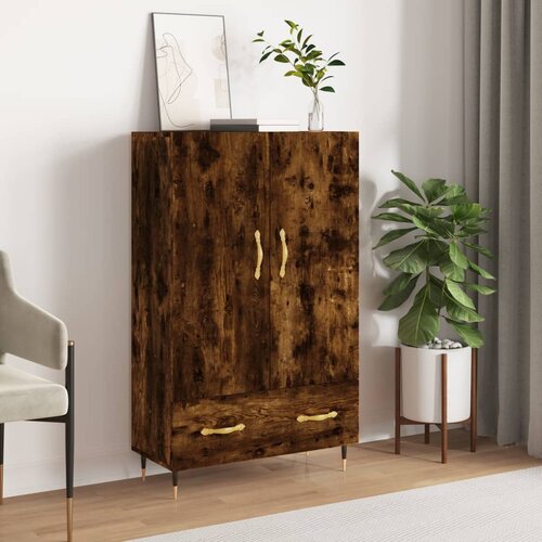 VidaXL Visoka omara dimljeni hrast 69,5x31x115 cm inženirski les Slike