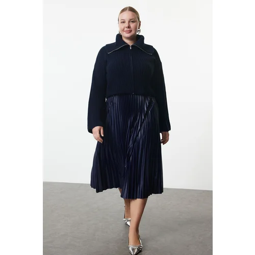 Trendyol Curve Navy Blue Woven Plus Size Skirt