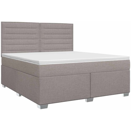  Boxspring krevet s madracem Sivosmeđa 140 x 190 cm Tkanina Smeđesiva 190 x 144 x 140.5 cm Slike