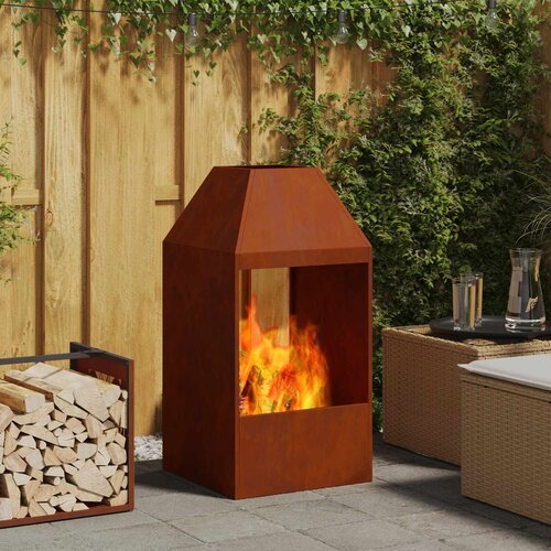  Kamin Rđa 50 x 50 x 100 cm Čelik otporan na vremenske uvjete Cijene