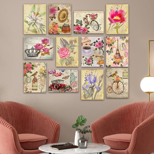 Wallity 12MDF31YS multicolor decorative mdf painting (12 pieces) Cene