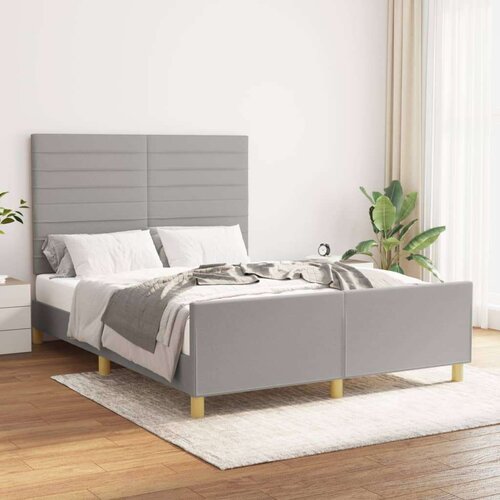  Posteljni okvir z vzglavjem svetlo siv 140x190 cm blago, (20788237) Slike