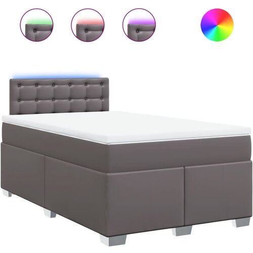 vidaXL box spring postelja z vzmetnico siva 120x200 cm umetno usnje, (21309164) Cene