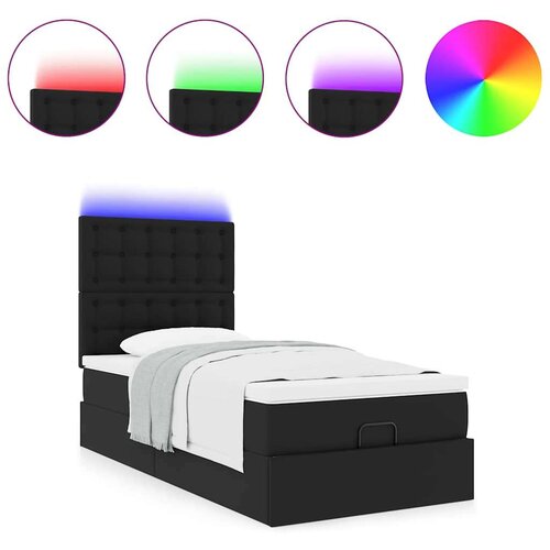 VidaXL Otomanski okvir kreveta s madracem crni 90x190 cm umjetna koža Slike