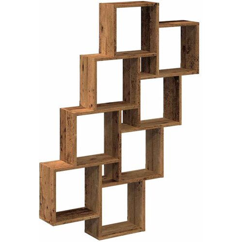  Zidna kockasta polica staro drvo 90x15x119,5 cm Slike