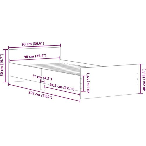 VidaXL Okvir kreveta bez madraca boja hrasta artisan 90x200 cm Slike