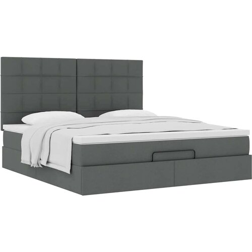 VidaXL Otomanski krevet s madracem tamnosivi 180x200cm od tkanine Slike