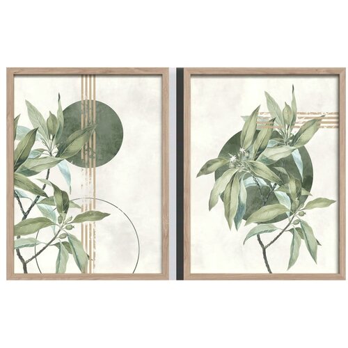 Styler Plakati v kompletu 2 ks z okvirjem 30x40 cm Green – Cene