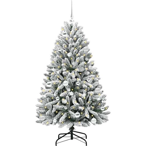 VidaXL Umjetno božićno drvce Zelena i bijela 150 cm PVC i metal Slike