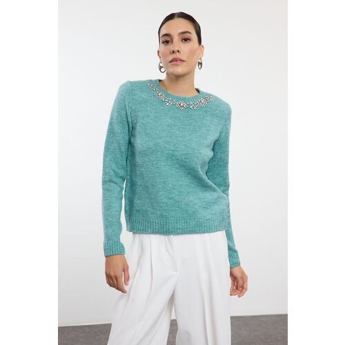 Trendyol Mint Stone Detailed Knitwear Sweater Cene