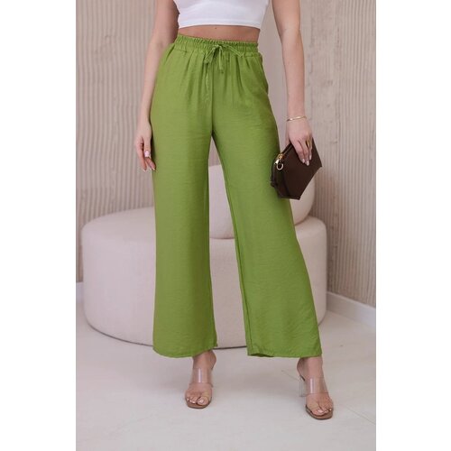 Kesi Wide viscose trousers olive Slike