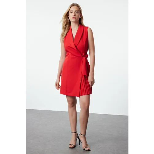 Trendyol Red Plain Woven Dress