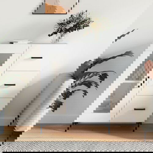 vidaXL Komoda visok sijaj bela 69,5x34x90 cm inženirski les Cene