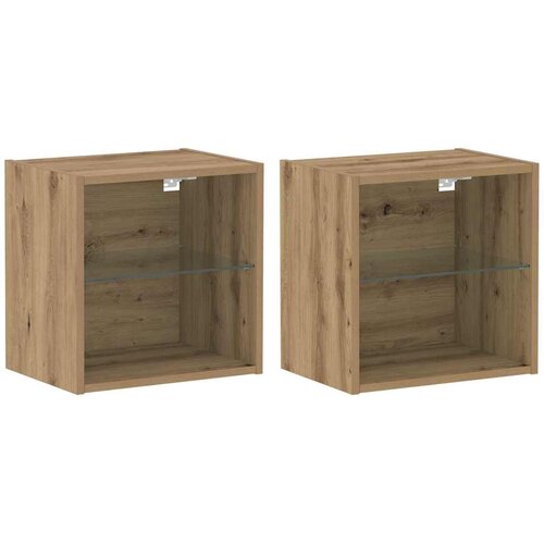  Floating Shelf with LED Light 2 pcs Smeđa 40 x 28,5 x 40 cm Slike