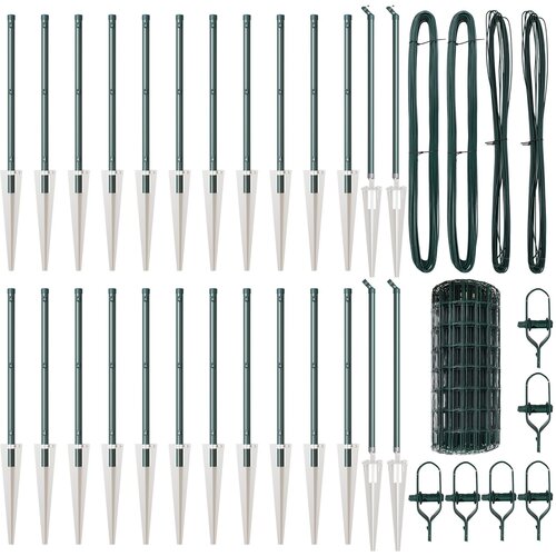 VidaXL Euro ograda s 13 iglastim stupovima 0.4x50 m pocinčani čelik zeleni Slike