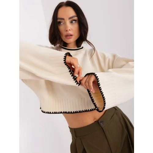 Fashion Hunters Cream, loose sweater with wide sleeves