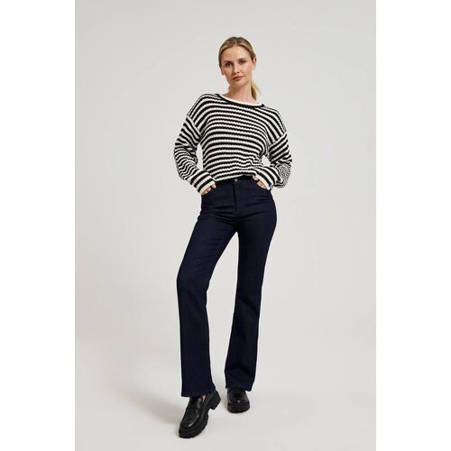 Moodo Women's striped sweater - white-black Slike