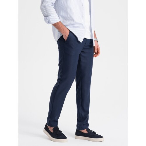 Ombre Men&amp;#039;s classic chino SLIM FIT pants - navy blue Slike