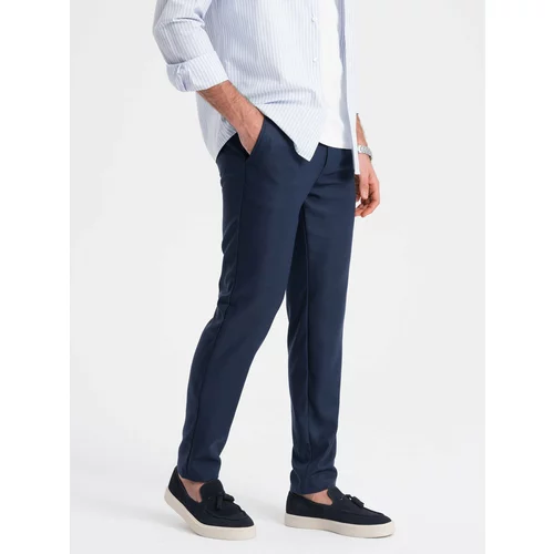Ombre Men's classic chino SLIM FIT pants - navy blue