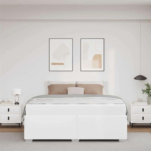 VidaXL Krevetna konstrukcija Bijelo 160 x 200 cm Umjetna koža Slike
