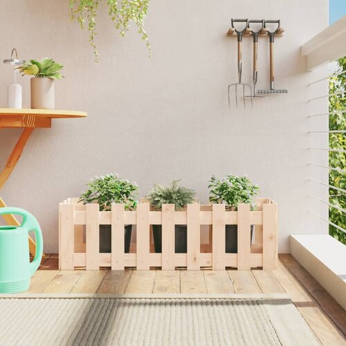 vidaXL Vrtna visoka greda z ograjico 100x30x30 cm trdna borovina Cene