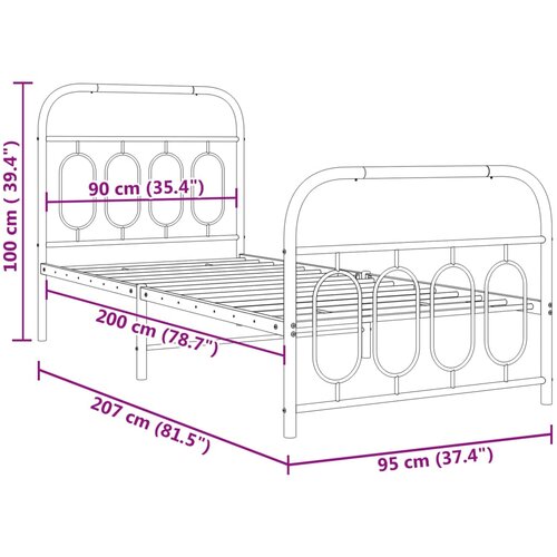  Metalni okvir kreveta uzglavlje i podnožje bijeli 90 x 200 cm Slike