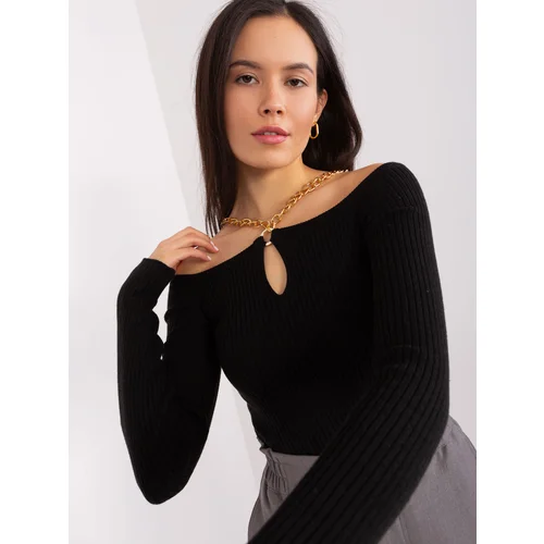 Fashion Hunters Black short sweater with bare shoulders