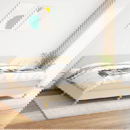 The Living Store Box spring postelja z vzmetnico krem 160x200 cm blago - Box Spring Postelja, (21513044) Cene