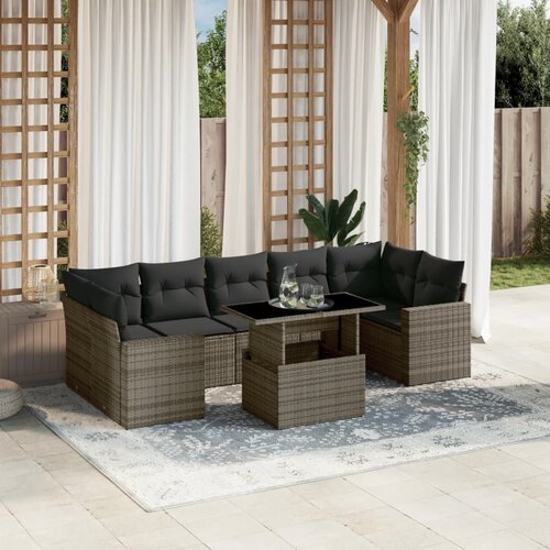 vidaXL 8-dijelni set vrtnih sofa od poliratana s jastucima sivi Cijene