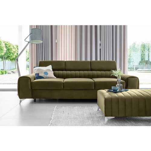 ELTAP Kaki zelena žametna raztegljiva sedežna garnitura 261 cm Laurence &amp;ndash; Slike