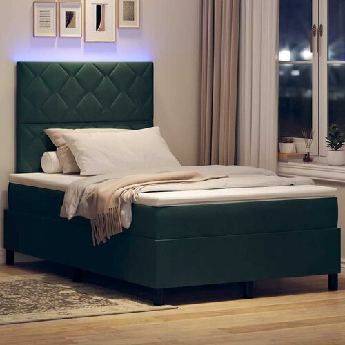  LED Box Spring Krevet Tamnozelena 120 x 200 cm Bar&amp;scaron;un Slike