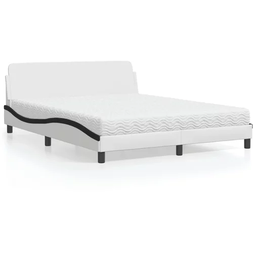  Krevet s madracem bijeli 160x200 cm od umjetne kože