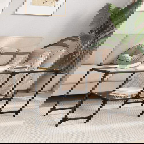 vidaXL Stolić s prozirnom staklenom površinom 98,5x50x45 cm čelik Cijene