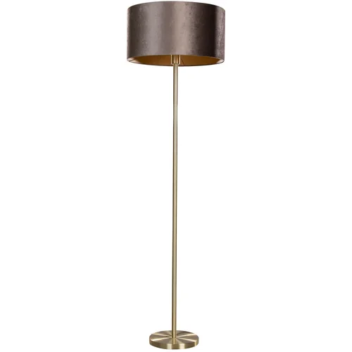 QAZQA Vloerlamp messing met velours kap bruin 40cm - Simplo