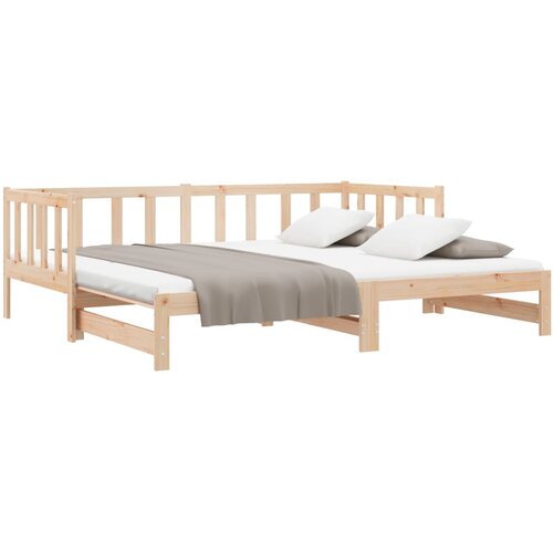  Dnevni ležaj na izvlačenje 2x (80 x 200) cm od masivne borovine Slike