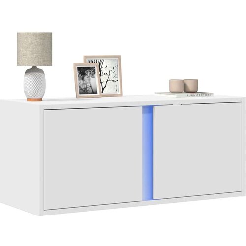 vidaXL Stenska TV omarica z LED lučkami bela 80x31x35 cm Cene