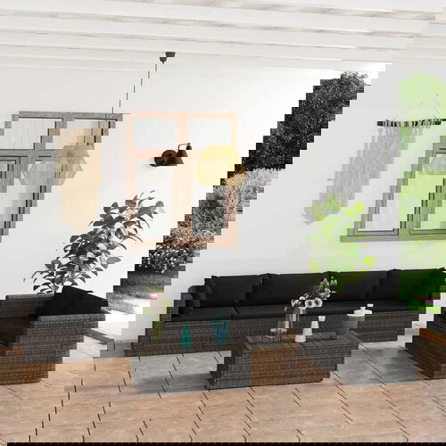 The Living Store Vrtna sedežna garnitura 7-delna z blazinami poli ratan siva - Vrtna Sedežna Garnitura, (21425640) Cene