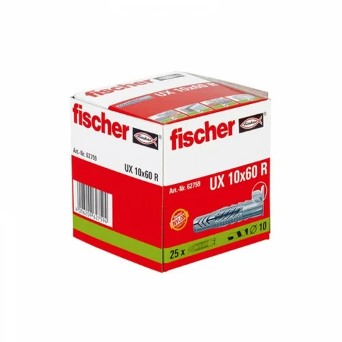 Fischer univerzalne tiple UX R (Promjer tiple: 10 mm, Duljina tiple: 60 mm, 25 Kom., S rubom)