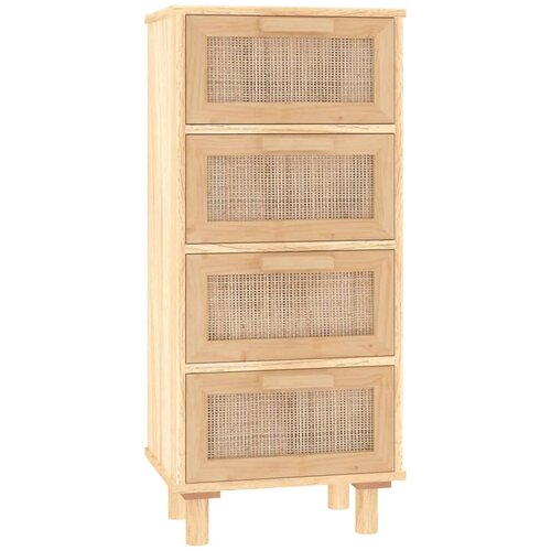 vidaXL Komoda rjava 40x30x90 cm trdna borovina in naravni ratan, (20805173) Cene