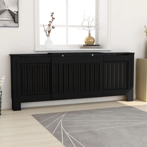 vidaXL Pokrov za radiator črn MDF 205 cm, (20769808) Cene