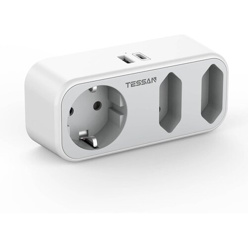 TESSAN Vtični razdelilec 324C (TS-324-C), 1x Schuko + 2x Euro vtičnici, 1x USB-A, 1x USB-C, (5000257207) Cene
