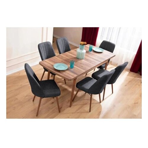 Hanah home Set Trpezarijski sto i 6 stolica Lidyana Anthracite Cene
