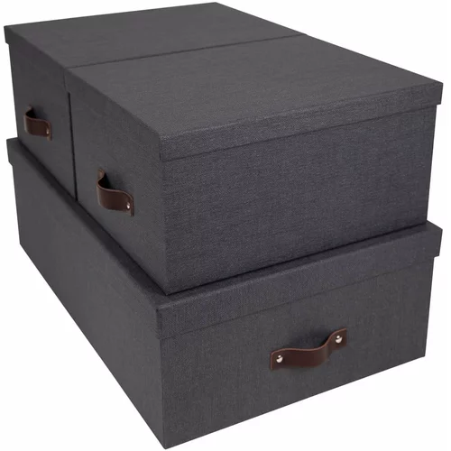 Bigso Box of Sweden Komplet 3 črnih škatel za shranjevanje Inge