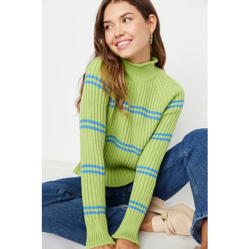 Trendyol Green Striped Knitwear Sweater