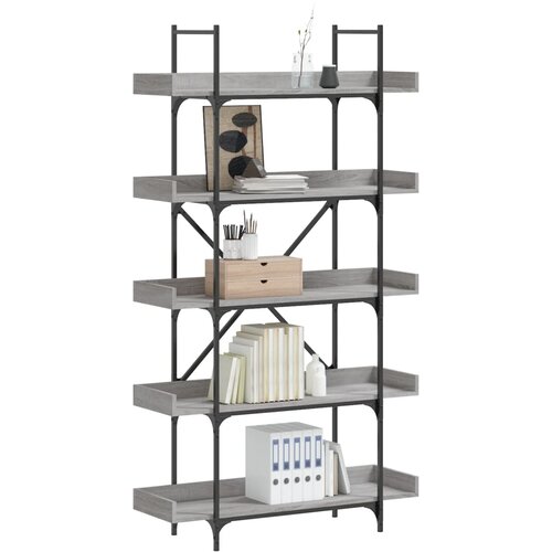 VidaXL Knjižna omara 5-nadstropna siva sonoma 100x33x180,5 cm inž. les Slike