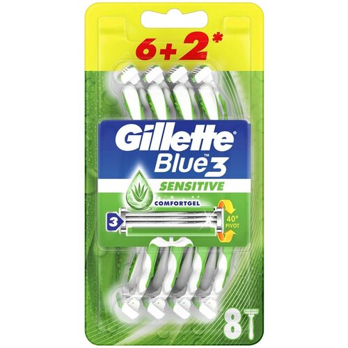 Gillette Blue3 sensitive jednokratni brijač, 6+2 brijača Cene