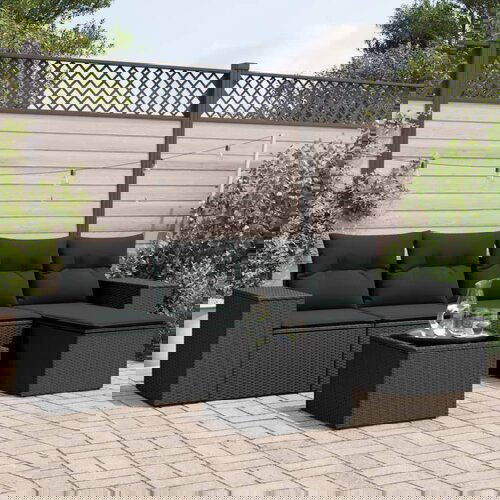 vidaXL 6-dijelni set vrtnih sofa s jastucima crni od poliratana Cijene