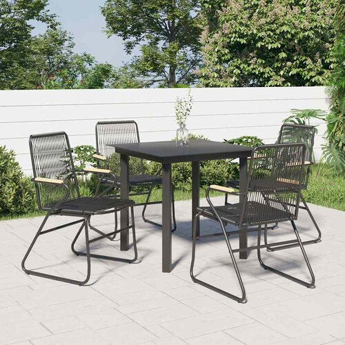  5-dijelni vrtni blagovaonski set od PVC ratana crni Crna Slike